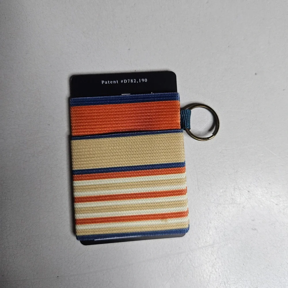 Thread Wallets Elastic Card Holder Slim Minimalist Wallet Orange Tan Blue Stripe